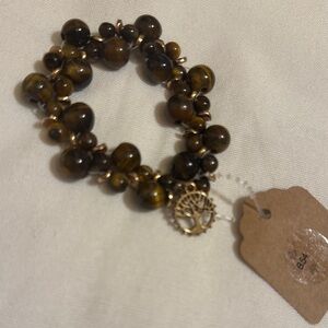 Gold and Brown Tiger's Eye Beaded Bracelet